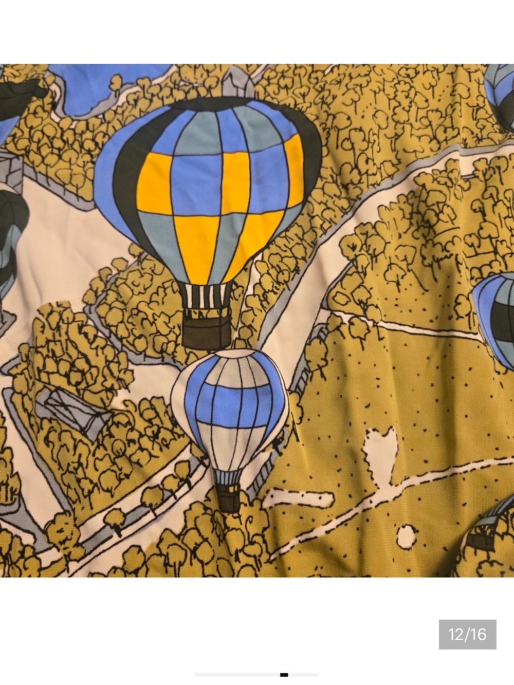 Tory Burch Olive Maxi Dress with Sky Blue & White Hot-Air Balloon Print - Picture 12 of 14